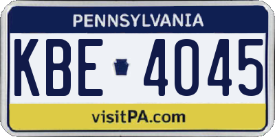 PA license plate KBE4045