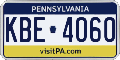 PA license plate KBE4060