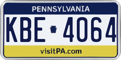 PA license plate KBE4064