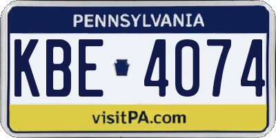 PA license plate KBE4074