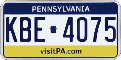 PA license plate KBE4075
