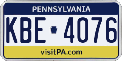 PA license plate KBE4076