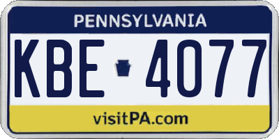 PA license plate KBE4077