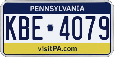 PA license plate KBE4079