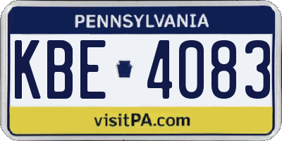 PA license plate KBE4083