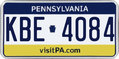 PA license plate KBE4084