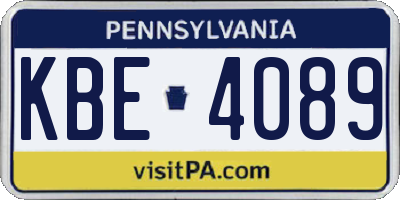 PA license plate KBE4089