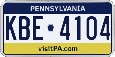 PA license plate KBE4104