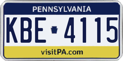 PA license plate KBE4115