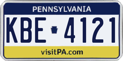 PA license plate KBE4121
