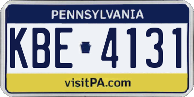 PA license plate KBE4131