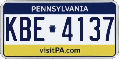 PA license plate KBE4137