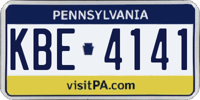 PA license plate KBE4141
