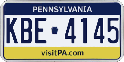 PA license plate KBE4145