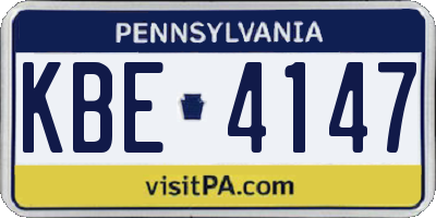 PA license plate KBE4147