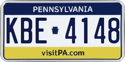 PA license plate KBE4148
