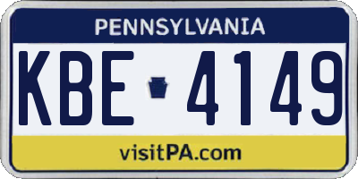 PA license plate KBE4149