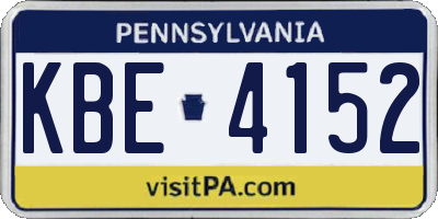 PA license plate KBE4152