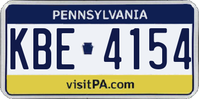 PA license plate KBE4154