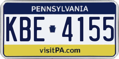 PA license plate KBE4155