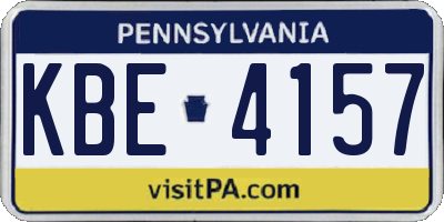 PA license plate KBE4157