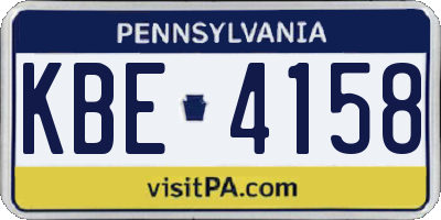 PA license plate KBE4158