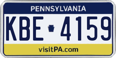 PA license plate KBE4159