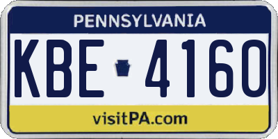 PA license plate KBE4160