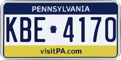 PA license plate KBE4170