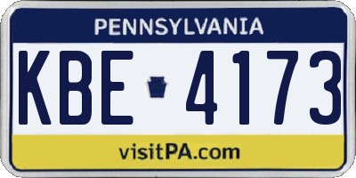 PA license plate KBE4173
