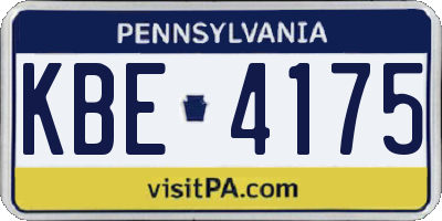 PA license plate KBE4175