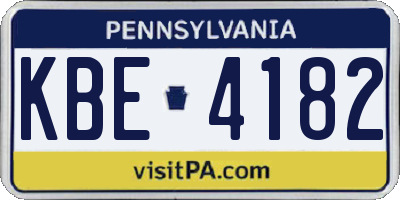 PA license plate KBE4182
