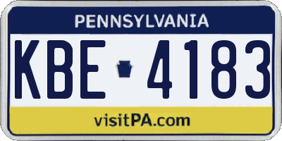 PA license plate KBE4183