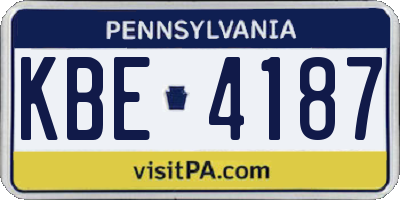 PA license plate KBE4187