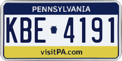 PA license plate KBE4191