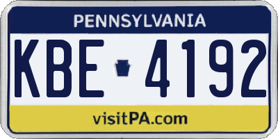 PA license plate KBE4192