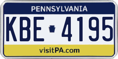 PA license plate KBE4195