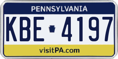 PA license plate KBE4197