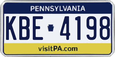 PA license plate KBE4198