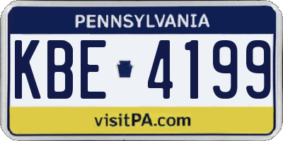 PA license plate KBE4199