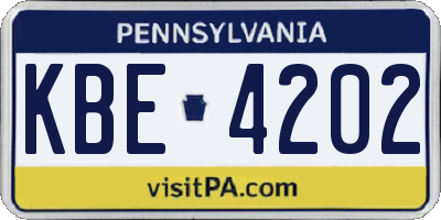 PA license plate KBE4202