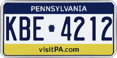 PA license plate KBE4212