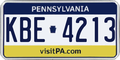 PA license plate KBE4213