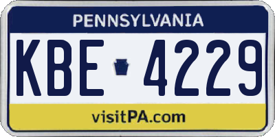 PA license plate KBE4229