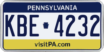 PA license plate KBE4232