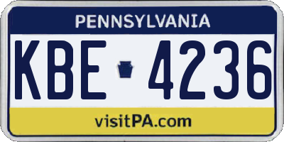 PA license plate KBE4236