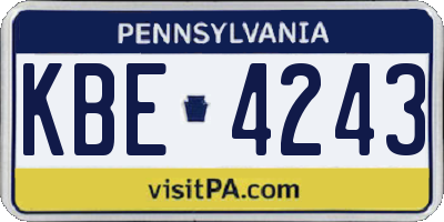 PA license plate KBE4243