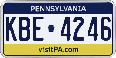 PA license plate KBE4246