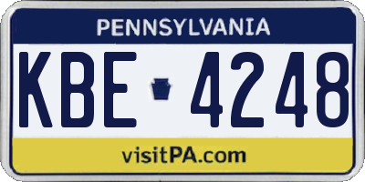 PA license plate KBE4248