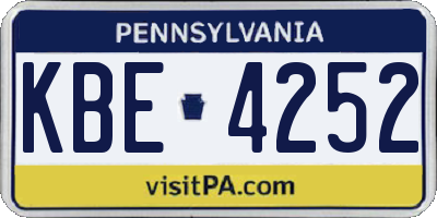 PA license plate KBE4252